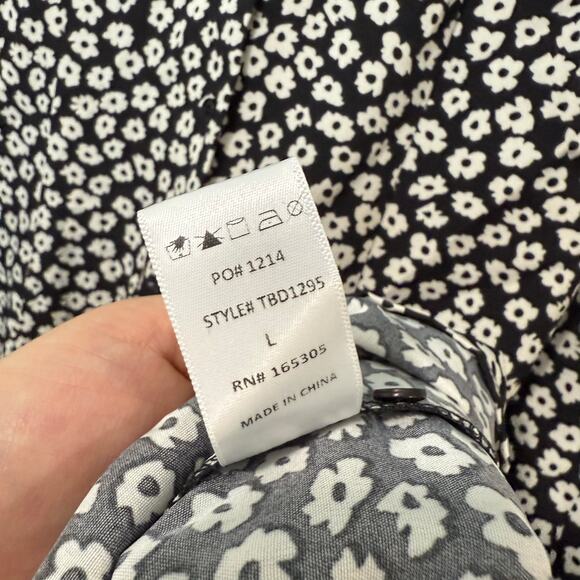 Carly Jean Los Angeles Women's Elise Dress Midi Button Down Tie Waist Floral L - Picture 8 of 10